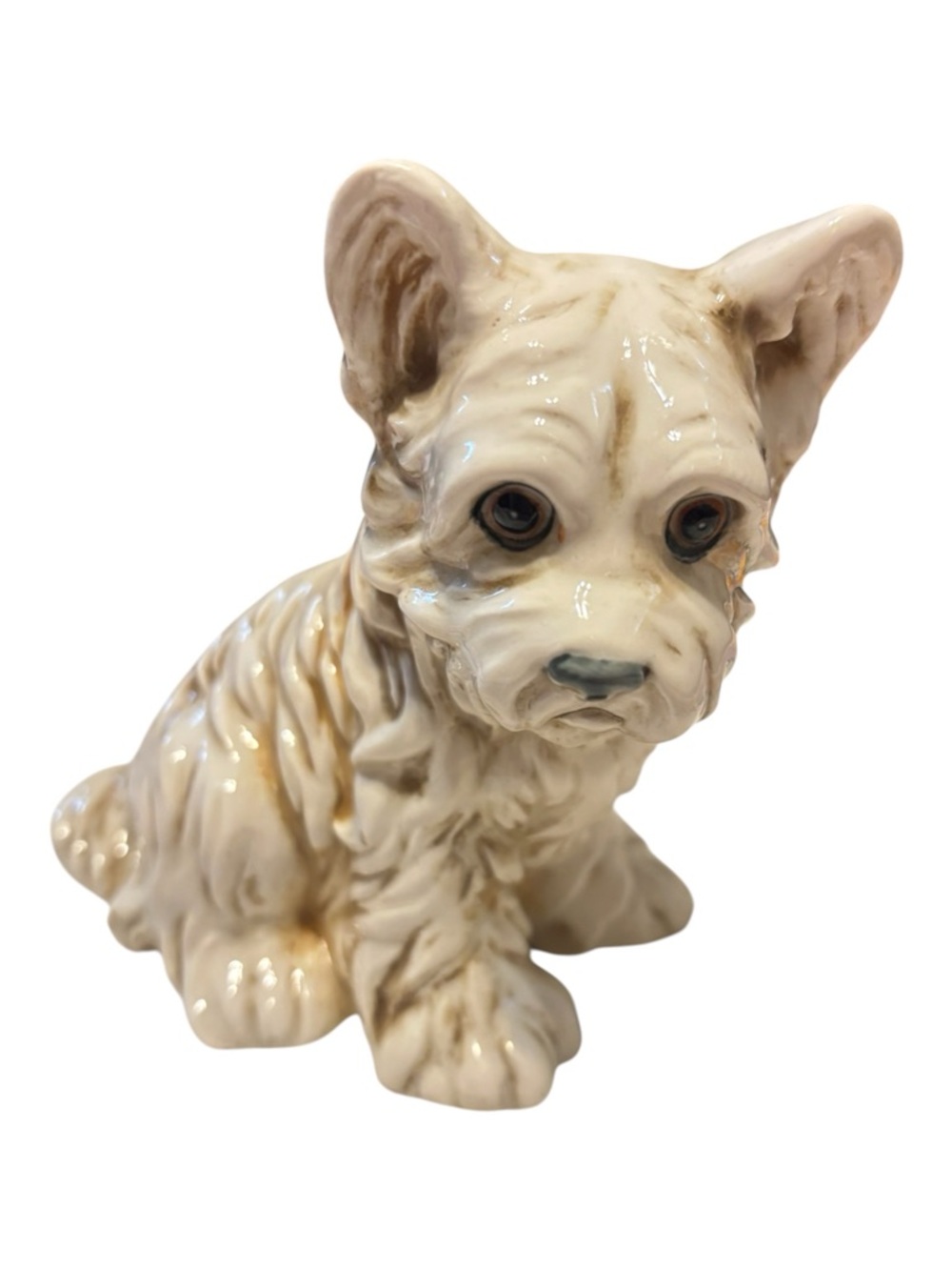 Enesco Vintage Glazed Ceramic Westfield Highland Skye Terrier dog Figurine 1960